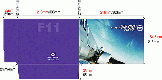 Folder F11 diagram with measurements