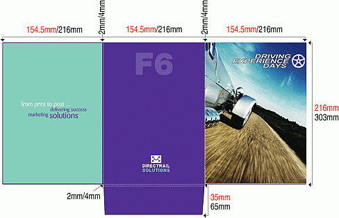 Folder F6 diagram with measurements